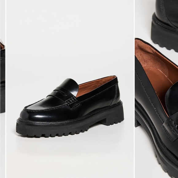 Reformation Agathea Black Chunky Platform Lugsole Penny Loafers in Size 7.5 - Picture 3 of 10